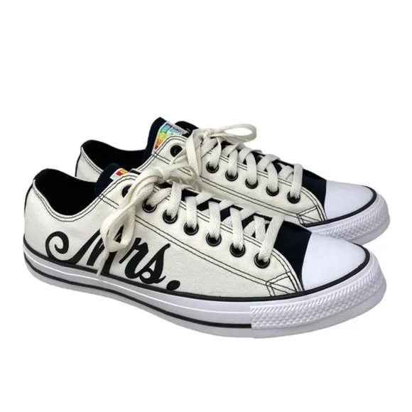 Converse Ctas Low Top Wedding White Canvas Men’s Sneakers Custom 171213C-WHTOFBK