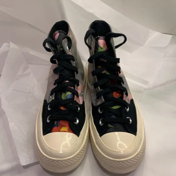 Converse Floral Chuck 70 Sz 6  (men) Hi Top Womens Shoes Black Flower