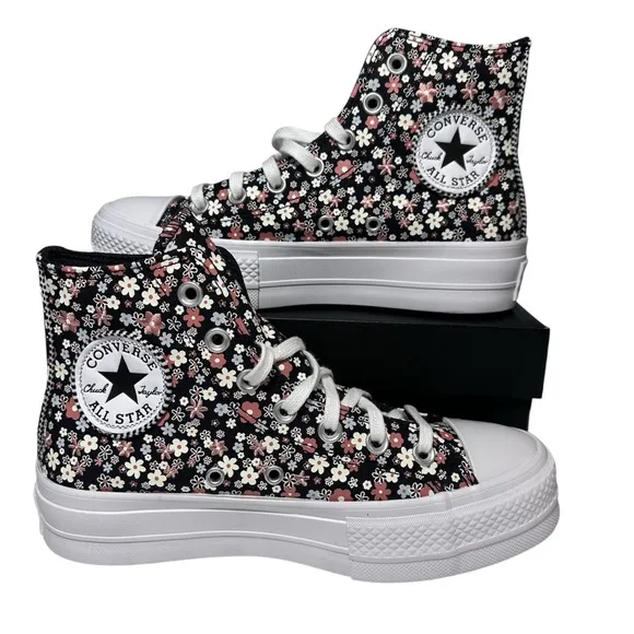 Converse Lift Platform Petite Petals high top shoes black women’s 7