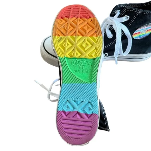 Converse Pride High Top Shoes Rainbow Black 10W/8M