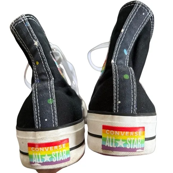 Converse Pride High Top Shoes Rainbow Black 10W/8M