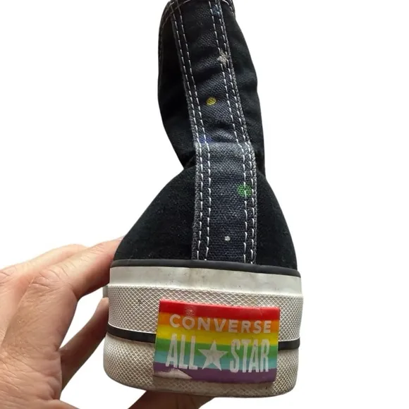 Converse Pride High Top Shoes Rainbow Black 10W/8M