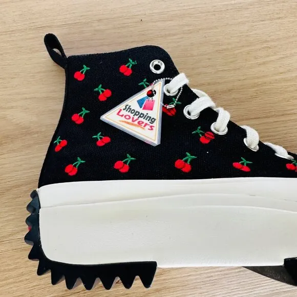⭐Converse Run Star Hike Hi Men Shoes Sz 5.5 Platform Cherry Embroidered A08113C⭐