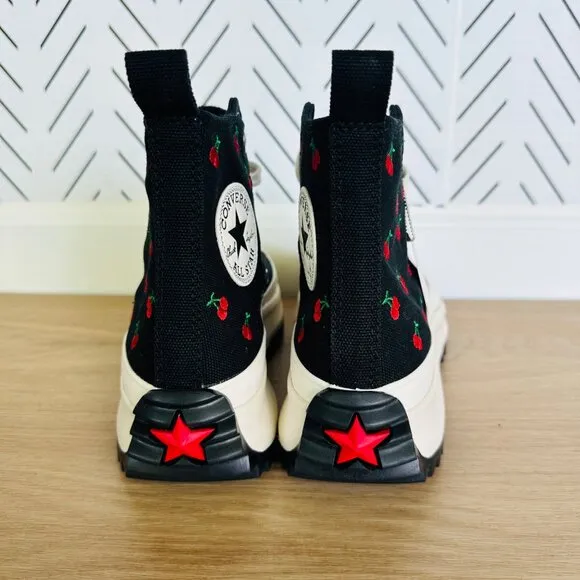 ⭐Converse Run Star Hike Hi Men Shoes Sz 5.5 Platform Cherry Embroidered A08113C⭐