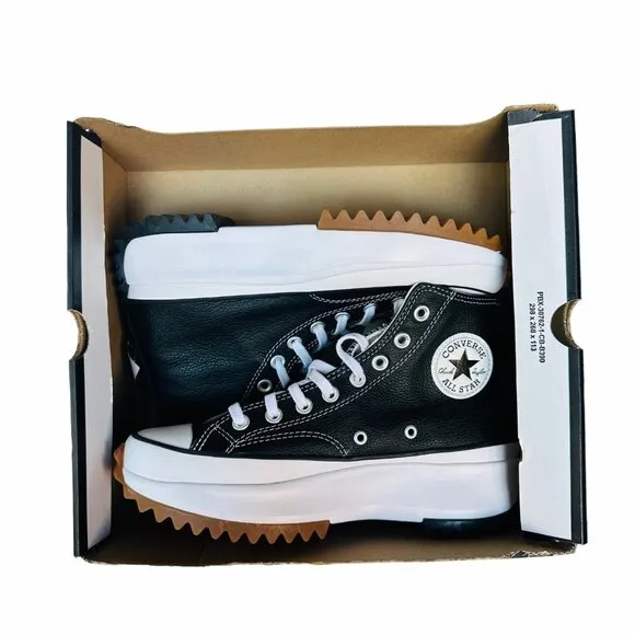⭐Converse Run Star Hike Hi Sz 7.5 Men Shoes Leather Sneakers Black White A04292