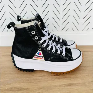 ⭐Converse Run Star Hike Hi Sz 7.5 Men Shoes Leather Sneakers Black White A04292