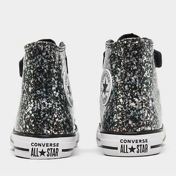 Converse Shinefetti Glitter black high top shoes easy on NWT girls 2.5