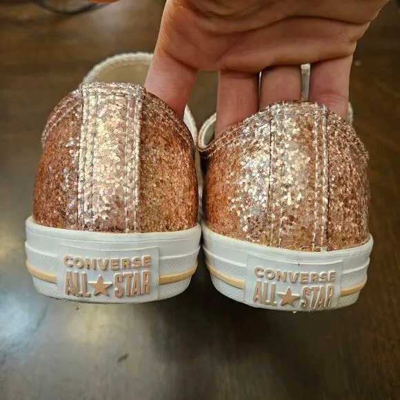 Converse Shoes Girls Size 6 Chuck Taylor All Star Low GS Dusk Pink Glitter Rose