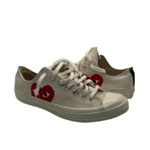 Converse Sz 10 Authentic Comme des Garcons PLAY Cream and Red Heart Sneakers