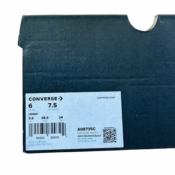 🤩Converse Sz 6 Men's Shoes Run Star Hike Pop High Top Sneakers Pink A08735C NEW