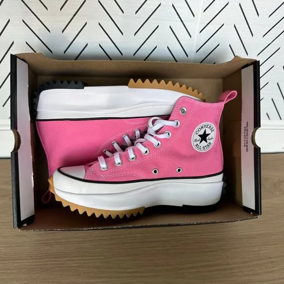 🤩Converse Sz 7.5 Women's Shoes Run Star Hike Pop High Top Sneakers Pink A08735C