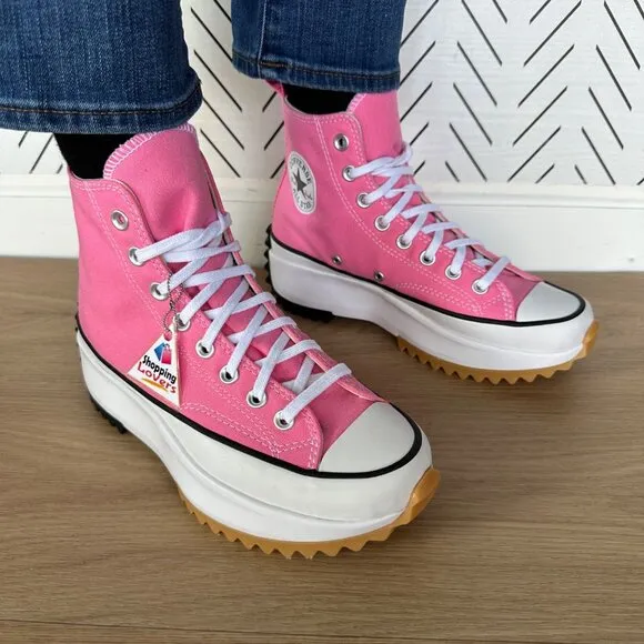 🤩Converse Sz 7.5 Women's Shoes Run Star Hike Pop High Top Sneakers Pink A08735C