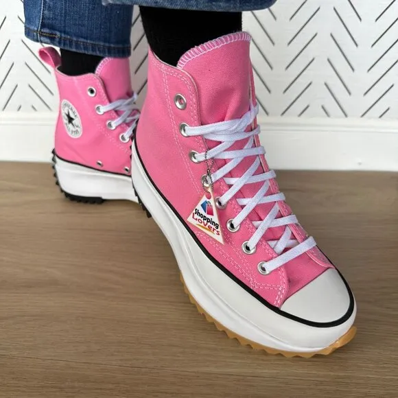 🤩Converse Sz 7.5 Women's Shoes Run Star Hike Pop High Top Sneakers Pink A08735C