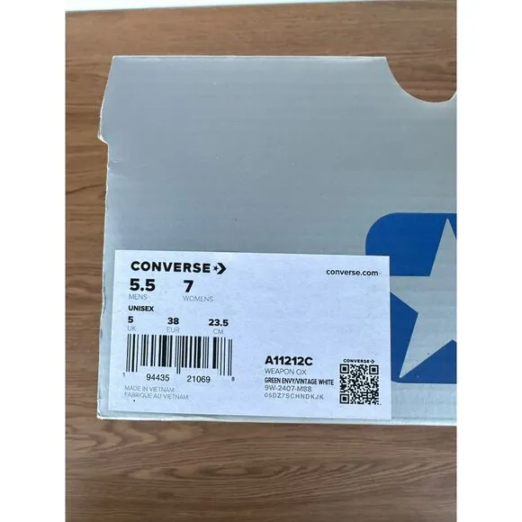 ⭐Converse Tenis Weapon OX Size 7 Women's Shoes Leather Green/White A11212C New
