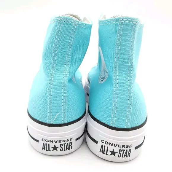 Converse Womens 8 Chuck Taylor All Star Sneaker Lift Hi Platform Shoes Cyan Blue