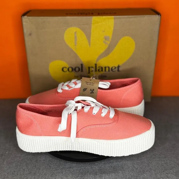 Cool Planet By Steve Madden Stream Coral Canvas Low Top Platform Sneakers Size 9