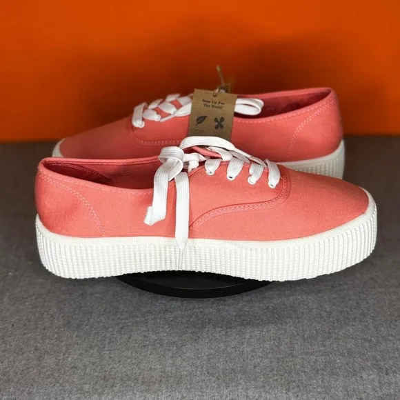 Cool Planet By Steve Madden Stream Coral Canvas Low Top Platform Sneakers Size 9