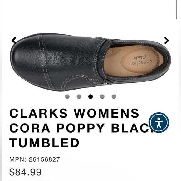 COPY - CLARKS WOMENS CORA POPPY BLACK TUMBLED 6 1/2 Comfy shoes