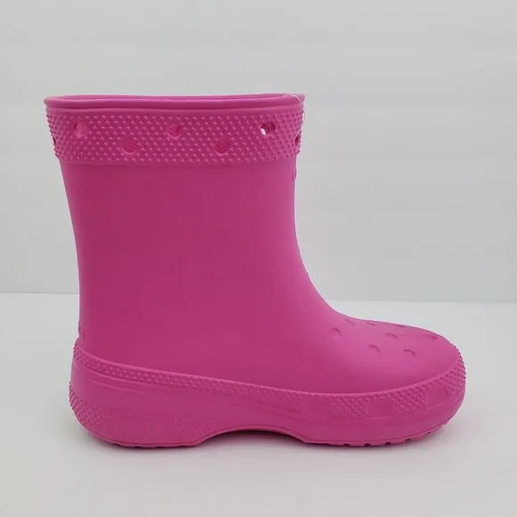 Crocs Classic Boot k Girls Size 1Y Pink Pull On Comfort Boots Shoes 208544-6UB