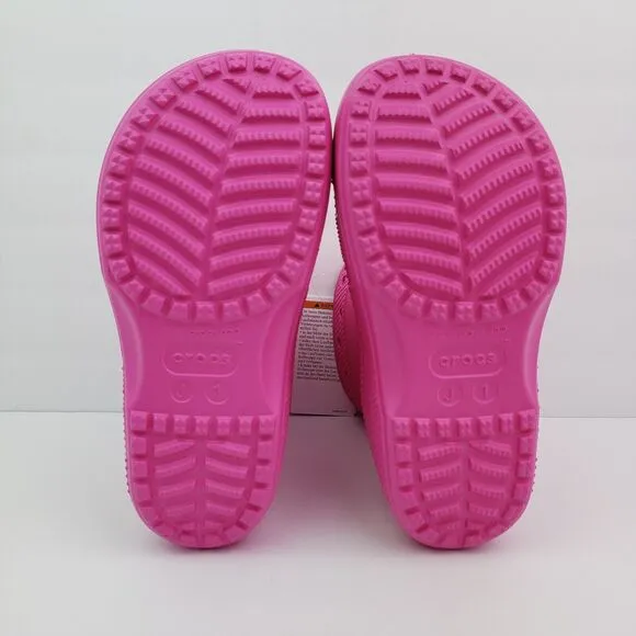 Crocs Classic Boot k Girls Size 1Y Pink Pull On Comfort Boots Shoes 208544-6UB