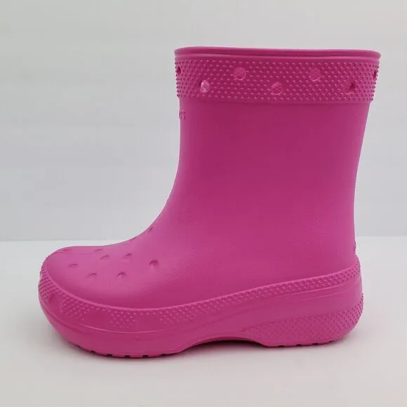 Crocs Classic Boot k Girls Size 1Y Pink Pull On Comfort Boots Shoes 208544-6UB