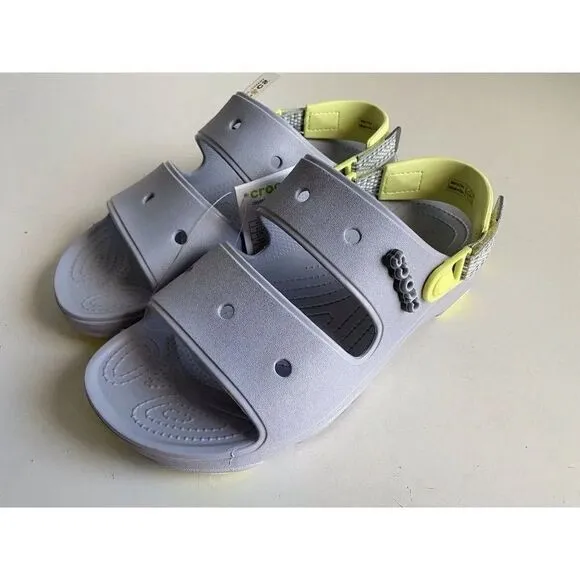 Crocs Classic All-Terrain Sandals Men's Sz 11 Slip On Clog Shoes Grey Yellow NEW