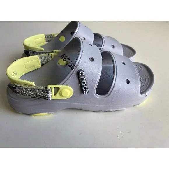 Crocs Classic All-Terrain Sandals Men's Sz 11 Slip On Clog Shoes Grey Yellow NEW