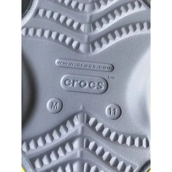 Crocs Classic All-Terrain Sandals Men's Sz 11 Slip On Clog Shoes Grey Yellow NEW