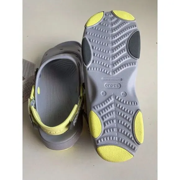 Crocs Classic All-Terrain Sandals Men's Sz 11 Slip On Clog Shoes Grey Yellow NEW