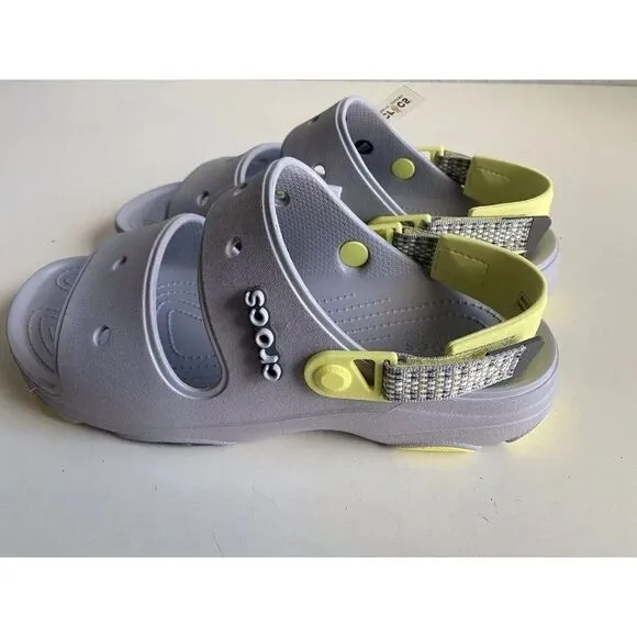 Crocs Classic All-Terrain Sandals Men's Sz 11 Slip On Clog Shoes Grey Yellow NEW