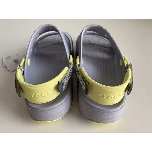 Crocs Classic All-Terrain Sandals Men's Sz 12 Slip On Clog Shoes Grey Yellow NEW