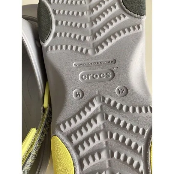 Crocs Classic All-Terrain Sandals Men's Sz 12 Slip On Clog Shoes Grey Yellow NEW
