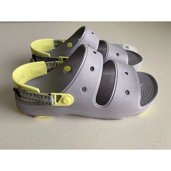 Crocs Classic All-Terrain Sandals Men's Sz 12 Slip On Clog Shoes Grey Yellow NEW