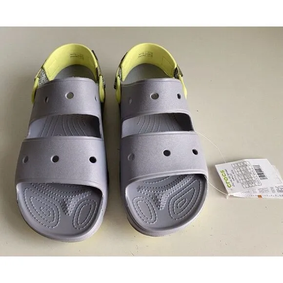 Crocs Classic All-Terrain Sandals Men's Sz 12 Slip On Clog Shoes Grey Yellow NEW
