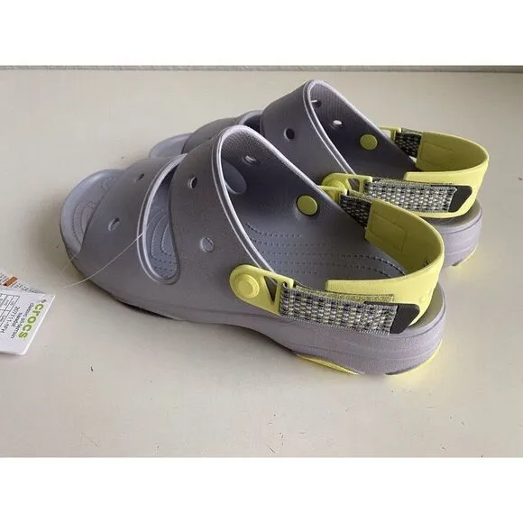 Crocs Classic All-Terrain Sandals Men's Sz 12 Slip On Clog Shoes Grey Yellow NEW
