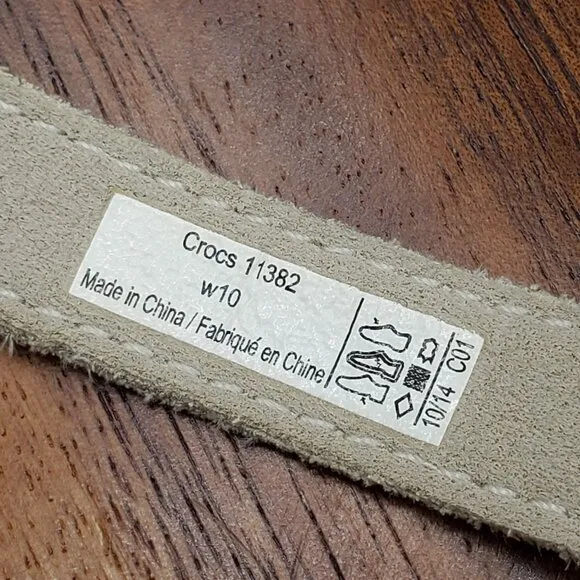 Crocs Leigh II Sandals Women's 10 Beige Ankle Strap Buckle Comfort Wedge Shoes