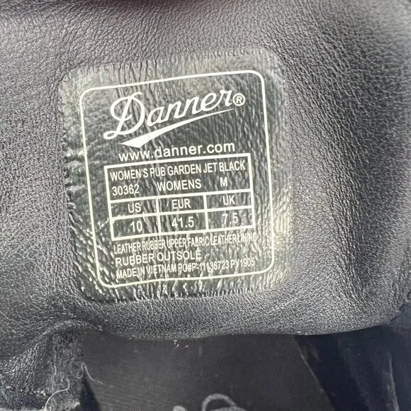 Danner Pub Garden Leather Men Size 10 30362 Jet Waterproof Ankle Boot