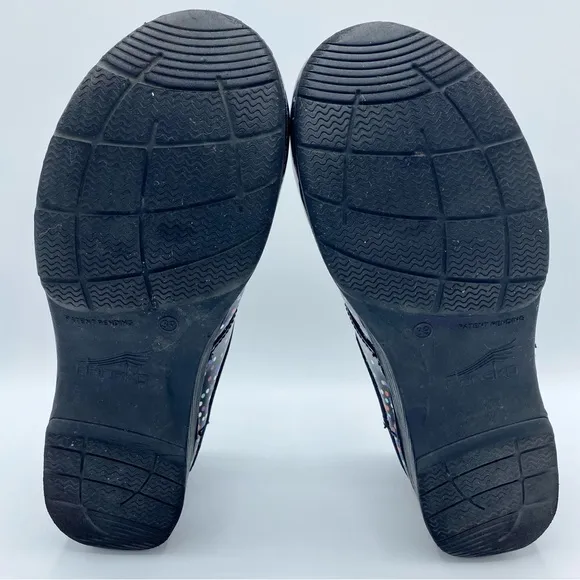 Dansko Black Confetti LT Pro Patent Leather Clogs Size 39 / US 8.5 - 9