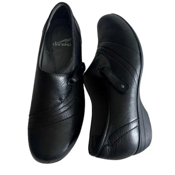 Dansko Black Franny Nappa Leather Comfort Loafer Shoes Size 40