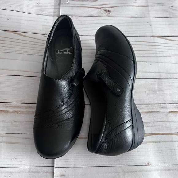 Dansko Black Franny Nappa Leather Comfort Loafer Shoes Size 40