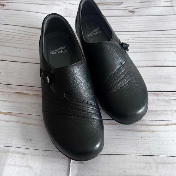 Dansko Black Franny Nappa Leather Comfort Loafer Shoes Size 40