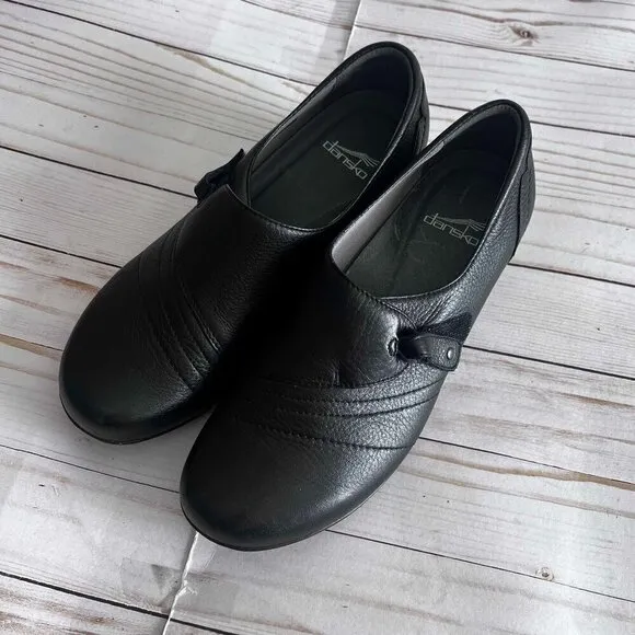 Dansko Black Franny Nappa Leather Comfort Loafer Shoes Size 40