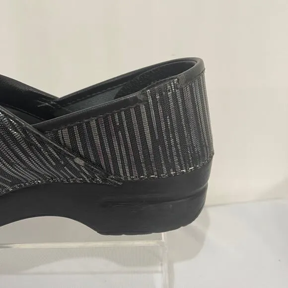 Dansko Clogs Womens EU 41 US 10.5-11 Black Metallic Striped Slip On Comfort Shoe
