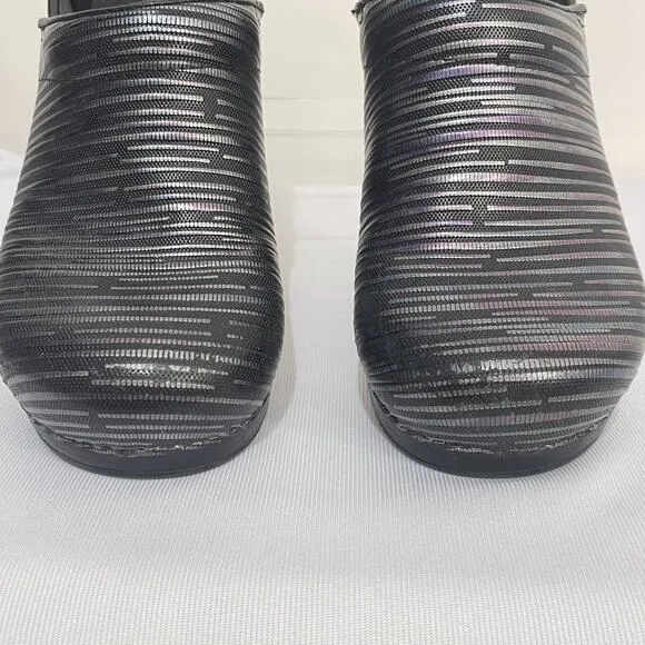 Dansko Clogs Womens EU 41 US 10.5-11 Black Metallic Striped Slip On Comfort Shoe