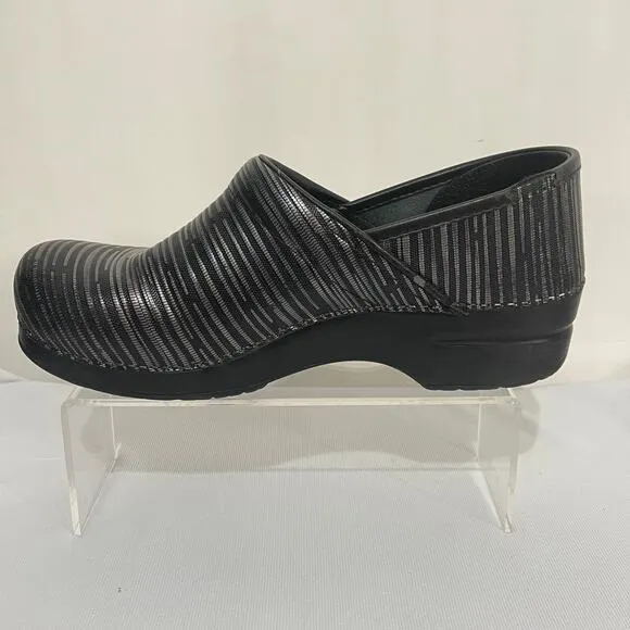 Dansko Clogs Womens EU 41 US 10.5-11 Black Metallic Striped Slip On Comfort Shoe