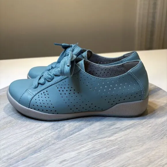 Dansko Orli Blue Aqua Leather Lace-Up Shock Sole Comfort Sneakers US‎ Size 6.5