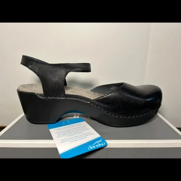 Dansko Sam Leather Mary Jane Clogs Shoes Black Size EU 38/US 7.5-8