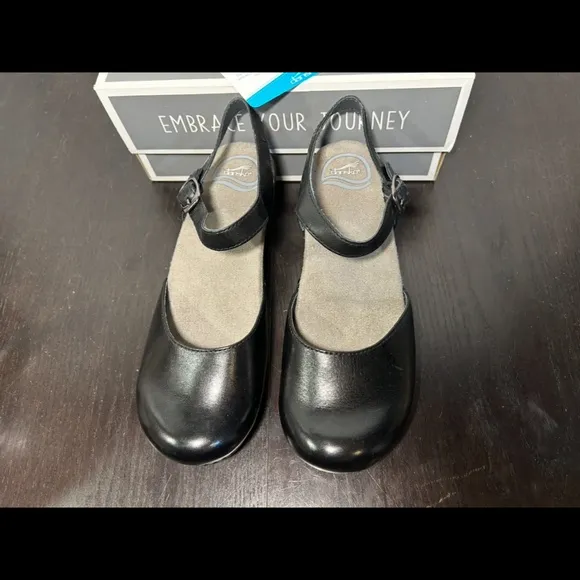 Dansko Sam Leather Mary Jane Clogs Shoes Black Size EU 38/US 7.5-8