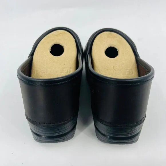 DANSKO WOMENS PROFESSIONAL 206-780202 ANTIQUE BROWN/BLACK LEATHER CLOGS SZ 7.5B