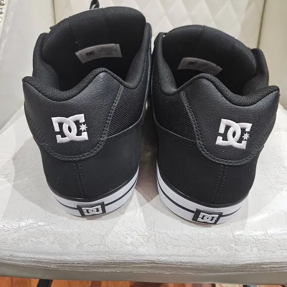 DC Mens Pure Skate Shoes Black White Leather Upper Rubber Sole Size 15